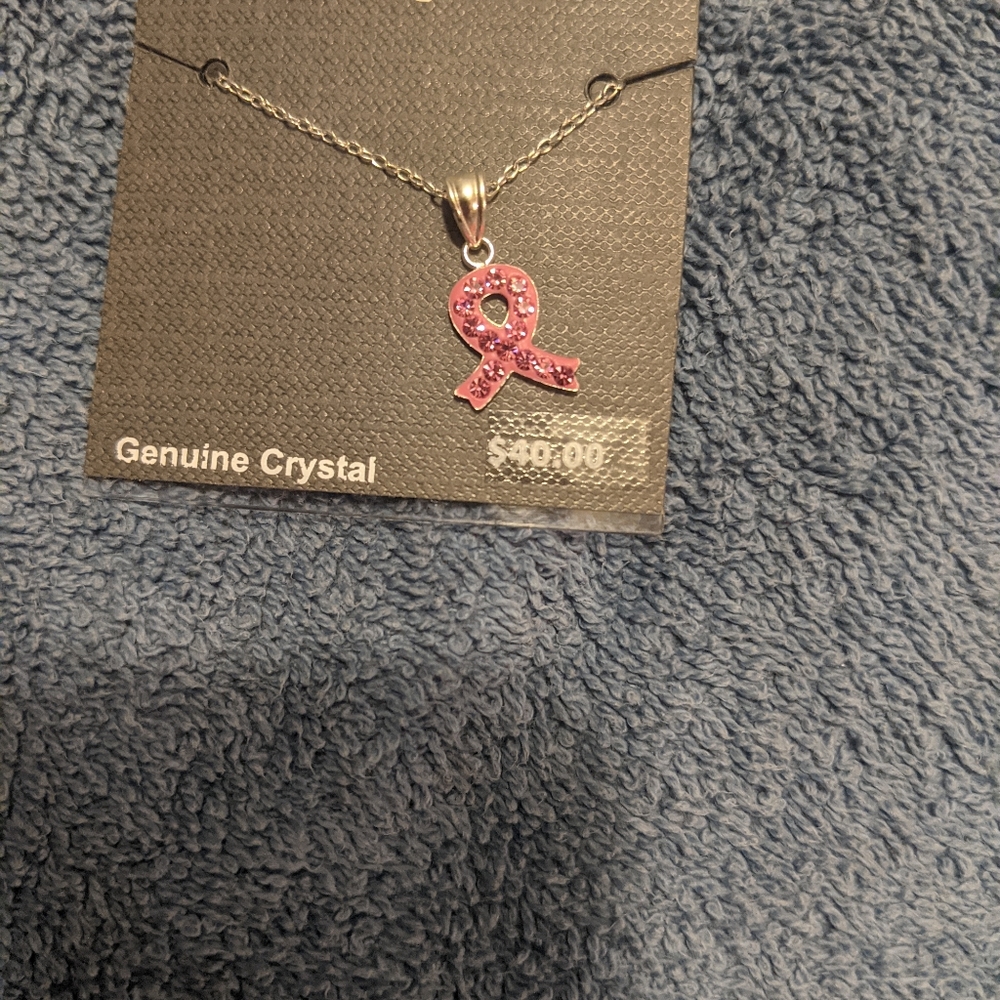 Dazzle sterling silver breast cancer necklace.